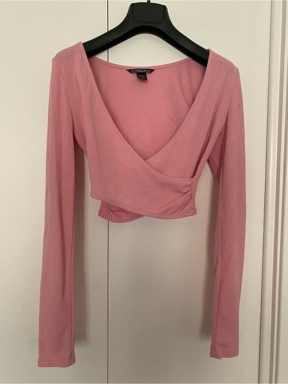Victoria's Secret Ribbed Wrap Long Sleeve Crop Top